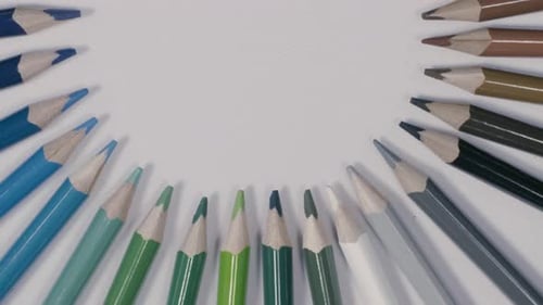Vibrant Colored Pencils Arranged in Semicircle
