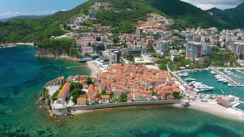 Old Town in Budva in a Beautiful Summer Day Montenegro