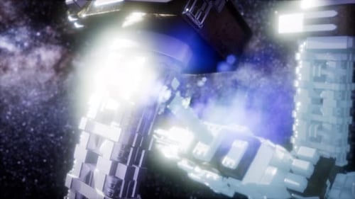 Futuristic Space Station Orbiting in a Nebulous Galaxy