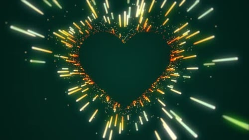 Glowing Heart Burst Particle Animation Background