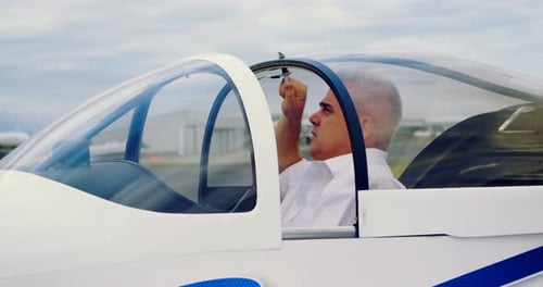 Pilot ready to start the aircraft