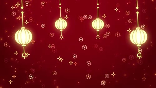 Festive Chinese New Year Lanterns and Floral Background