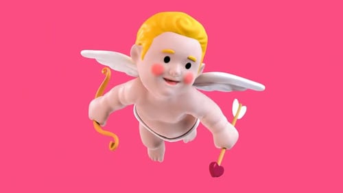 3D Animated Cupid Flying with Bow and Arrow