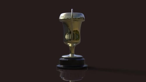 3D Animated Golden Trophy Rotating Seamlessly