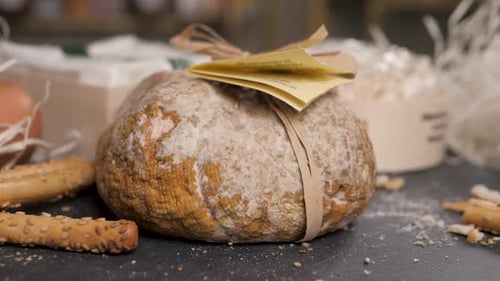 Natural Mountain Cheeses Made in the Traditional Way in European Alps Arranged in a Wooden Box