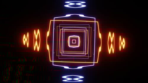 Glowing Neon Geometric Tunnel Seamless Loop Background