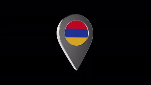 Rotating 3D Map Pin with Armenia Flag
