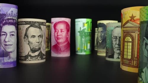 International Currency Displayed in a Financial Still Life