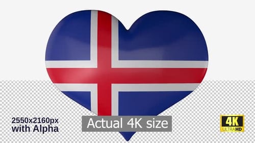 Rotating 3D Heart with Iceland Flag Animation