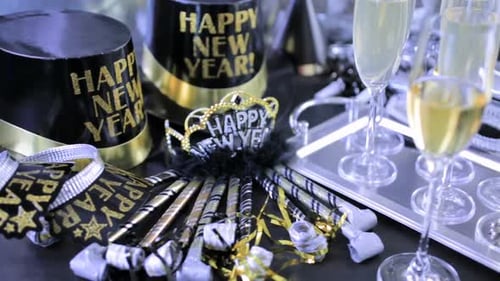 New Year's Eve Party Decorations with Champagne