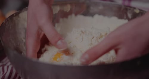 Mixing Ingredients in Bowl for Baking Recipe