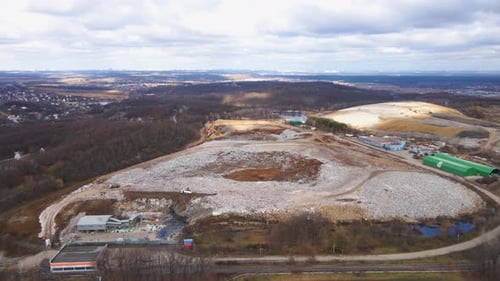 Aerial Drone View of Stack of Different Types of Large Mountain Garbage Pile