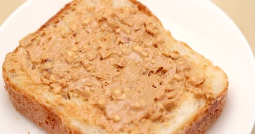 Close up of Toast with Peanut Butter