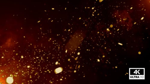 Golden Sparks Fire Embers Flying Loop Background Overlay