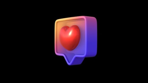 3D Animated Social Media Heart Like Notification Icon