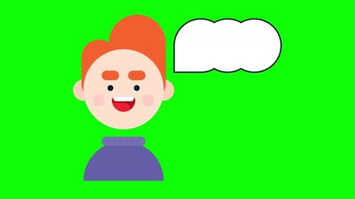 Icono de niño animado con cuadro de diálogo.