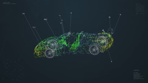 Futuristic Wireframe Car Build and Data Reveal