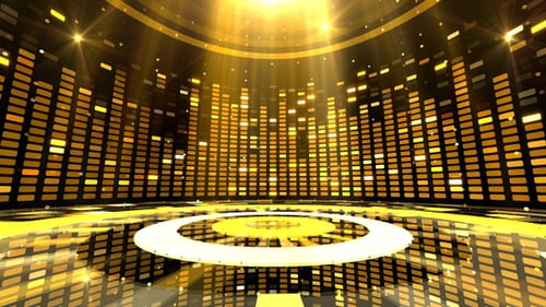 Golden Futuristic Audio Visualizer Stage Background Loop
