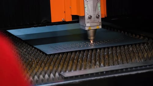 Slow Motion Cnc Laser Cutting Machine Working with Sheet Metal with Sparks