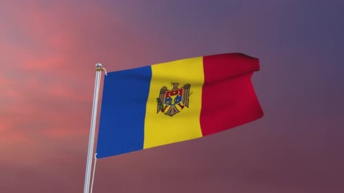 Realistic Moldova National Flag Waving Animation