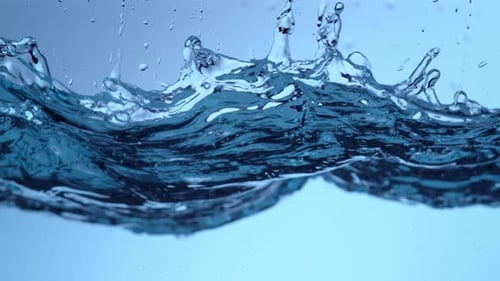 Water splashing and rippling in macro close up