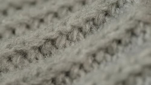 Grey Knitted Cloth Light Gray Woolen Clothes Fabric Closeup Woven Textile Background