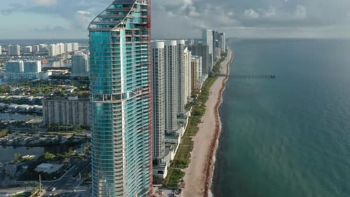 Beautiful Atlantic Ocean Coast View. Aerial Panorama of Scenic Seascape,