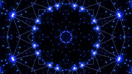 Futuristic Abstract Blue Grid Kaleidoscope Motion