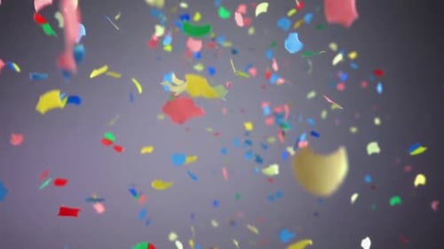 Colorful Confetti Falling Against Gray Background