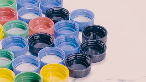 Plastic Colored Bottle Caps Off Center