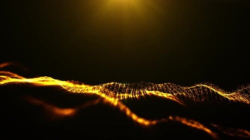 Abstract Golden Particle Wave Digital Background Loop