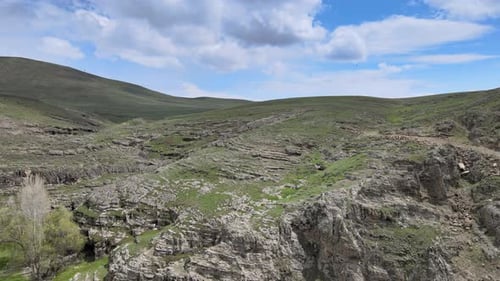 Scenic Green Hills Landscape Aerial View