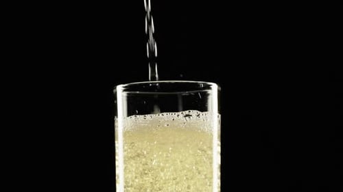 Sparkling Beverage Poured into a Clear Glass