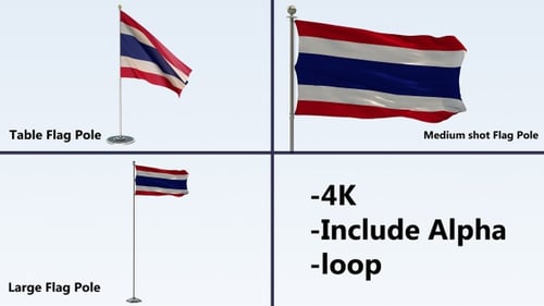 Waving Flag of Thailand with Alpha Channel