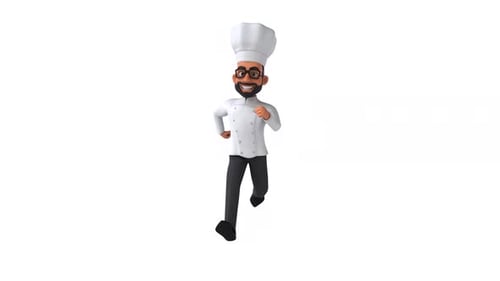 Animated 3D Chef Character Running Loop