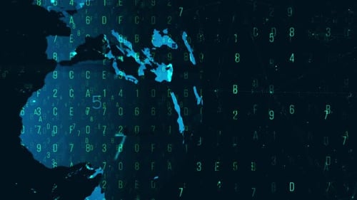 Digital Earth Globe with Flowing Data Network Background