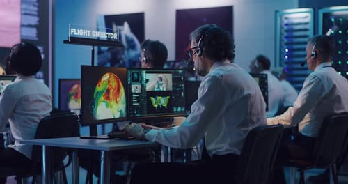 Flight Control Team Celebrating Rocket Launch