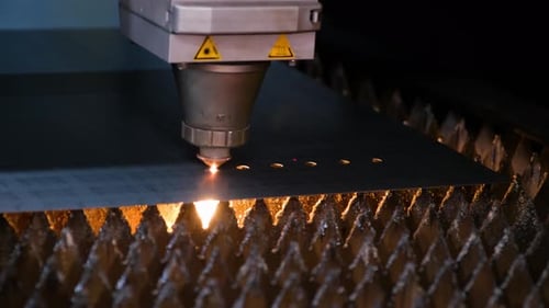 Slow Motion Cnc Laser Cutting Machine Working with Sheet Metal with Sparks