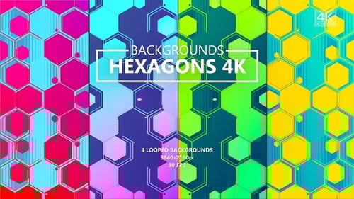 Animated Hexagon Grid Loops with Gradient Backgrounds