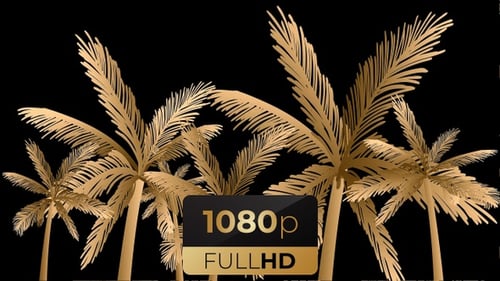 Elegant Golden Palm Trees Swaying Animation