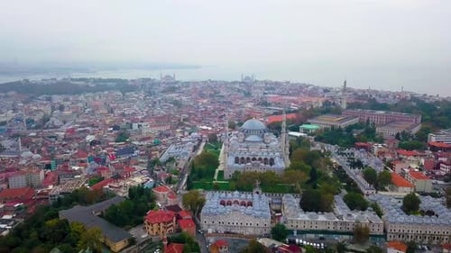 Aerial View of Historical Suleymaniye Mosque and Istanbul