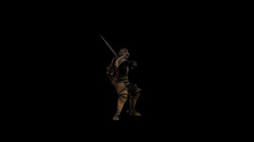 3D Knight Character Animated with Decorative Armor and Sword Actions