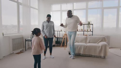 Afro American Family Leisure Having Fun at Home on Weekend Mature Black African Man Dad Father