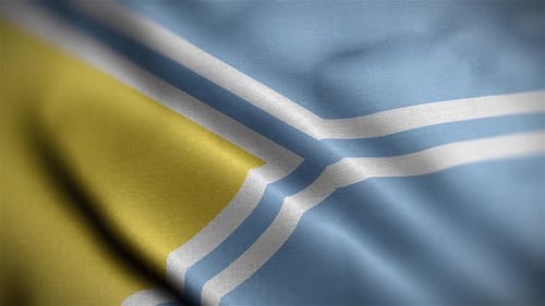 Geometric Waving Flag Loop with Blue and Yellow Pattern