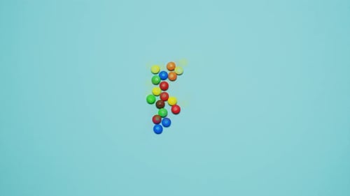 Colorful Candy Alphabet Animation on Light Blue Background