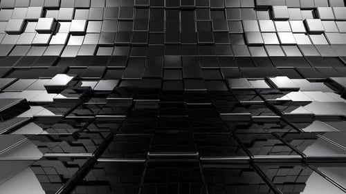Animated Dark Glossy Cubes Waving Geometric Background