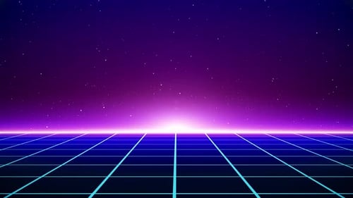 Retro Futuristic Grid Tunnel Loop Background