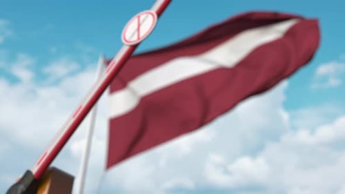 Latvia Coronavirus Border Closure Animation with Waving Flag