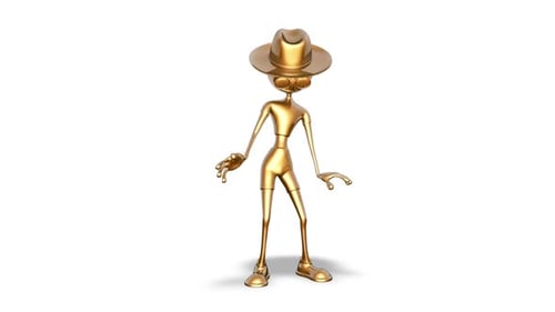 3D Gold Man Dance Looped auf Weiß