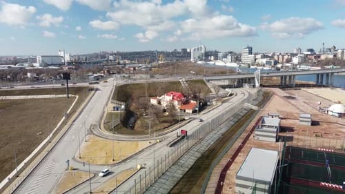 Road Bridge Across the River to the City